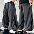 thumbnail image 3 of Boys Athletic Track Pants Teen Active Sweatpants with Side Stripes Elastic Waist Drawstring Loose Fit Casual Joggers for Running Sports Gym School Wear, 3 of 7