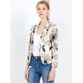 thumbnail image 2 of Chaqueta abierta de la chaqueta del traje de la cosecha del trabajo de la oficina del frente de las mujeres Beige Púrpura-Floral S, 2 of 6