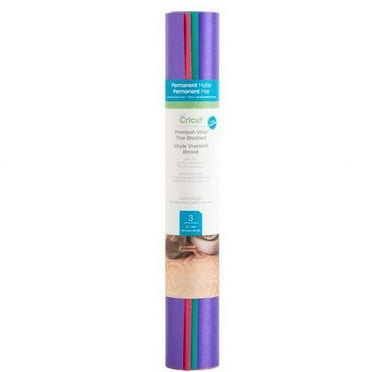 Cricut Premium Vinyl True Brushed Sampler, Brights - Permanent, Teal/Ultraviolet/Neon Watermelon, 12" x 24"