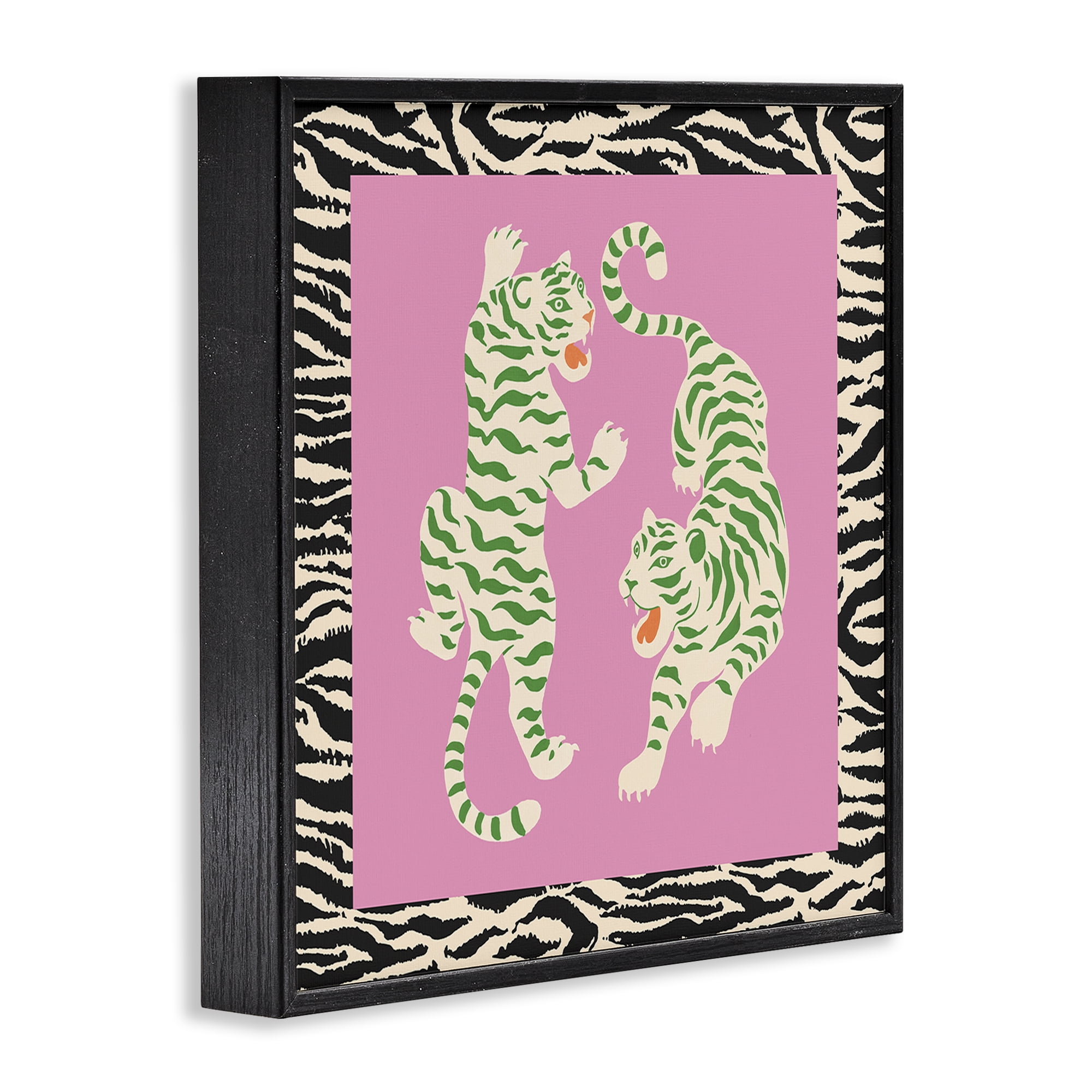 Stupell Industries Purple & Green Twin Tigers Black Framed Giclee Art, design by Karolina Sato