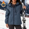 thumbnail image 2 of Vestes pour Femmes, Veste de Ski Coupe-Vent Imperméable Réfléchissante à Rayures Isolée Doublée avec Fermeture Éclair, Veste pour Femmes, 2 of 9