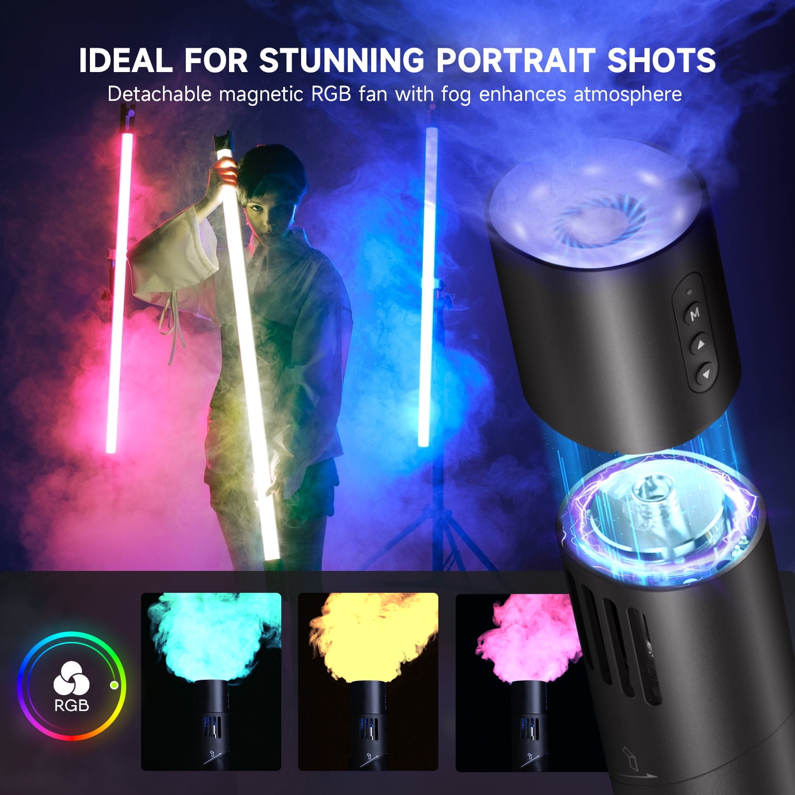COLBOR CF5 Portable Fog Machine, 40W Mini Handheld Smoke Machine Rechargeable with Remote Control for Photography Indoor Outdoor Halloween Party Cosplay