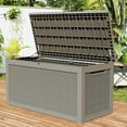 thumbnail image 3 of Uforic XXL 260 Gal Large Deck Box, Outdoor Rattan Storage Box, Waterproof & Lockable ,Light Brown, 3 of 9