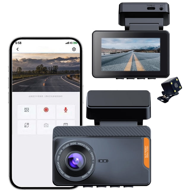 Danhjin Driving Recorder Foreign Trade Car Mounted 3-Inch Clear Front And Rear Camera Loop Recording Mobile Wifi Interconnection Night Vision Driving Recorder