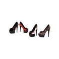 thumbnail image 3 of E-609-Jezebel, 6" Stiletto W/ 2" Platform. Satin & Lace Womens Open Toe Pump. 8 / Red, 3 of 5