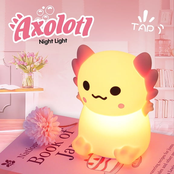 Goowood Axolotl Night Light for Kids Cute Soft Silicone Nursery Lamp USB Rechargeable Baby Nightlight for Bedroom Decor Xmas Birthday Gifts