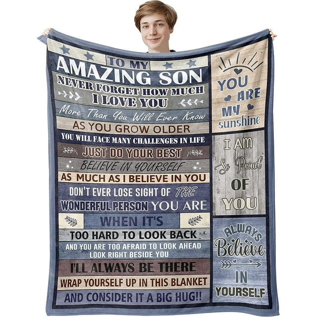 LHSHID Son Gifts from Mom Blanket Best Gifts for Grown Son Mom to Son Gifts To My Amazing Son Back to School/Birthday/Graduation Gift Ideas for Son from Dad Throw Blankets 30"x40"
