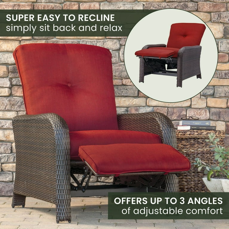 Hanover Strathmere Wicker and Steel Outdoor Patio Lounge Chair Crimson Red