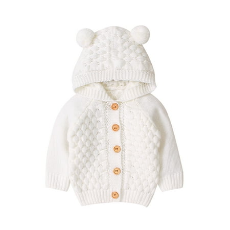 

Binpure Unisex Baby Long-Sleeve Single Breasted Button Up Warm Coat with Hat