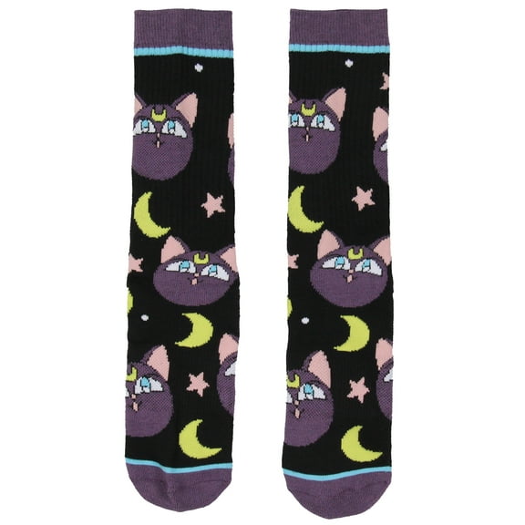 Sailor Moon Luna Character Crew Socks, Sailor Moon Manga Athletic Cushioned Socks, Anime Socks For Women Men 1 Pair