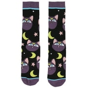 SEVEN TIMES SIX Sailor Moon Manga Anime Luna The Cat Athletic Crews Socks For Women Men 1 Pair