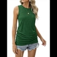 thumbnail image 2 of Camisetas Sin Mangas Fruncidas para Mujer, Camisetas Sin Mangas con Cuello Redondo, Top Ajustado, Ropa Informal Elegante de Verano 2025. Verde XL, 2 of 8