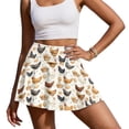 thumbnail image 2 of Xoenoiee Rooster Chicken Egg Print Women's Pleated Tennis Skirt with Pockets Golf Skorts Skirts with Shorts Tummy Control Skater Skort, L, 2 of 6