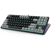 Mechanical Gaming Keyboard, E-YOOSO Wired 75% Mechanical Keyboard with Blue Switches, 87 Keys Gaming Keyboard with Solid Color Backlit & RGB LED Sidelight for Windows Mac PC Gaming