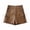 Brown, variant on Kids Girls Leather Shorts High Waisted Straight Leg Y2K Shorts with Pockets Elastic Half Zip Skinny Going out Slim Fit Outfit