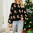 thumbnail image 5 of Women's Christmas-Themed Loose-Fitting Long-Sleeved Pullover Knit Sweater with Deer Print for Casual Holiday Wear,Black,L, 5 of 6