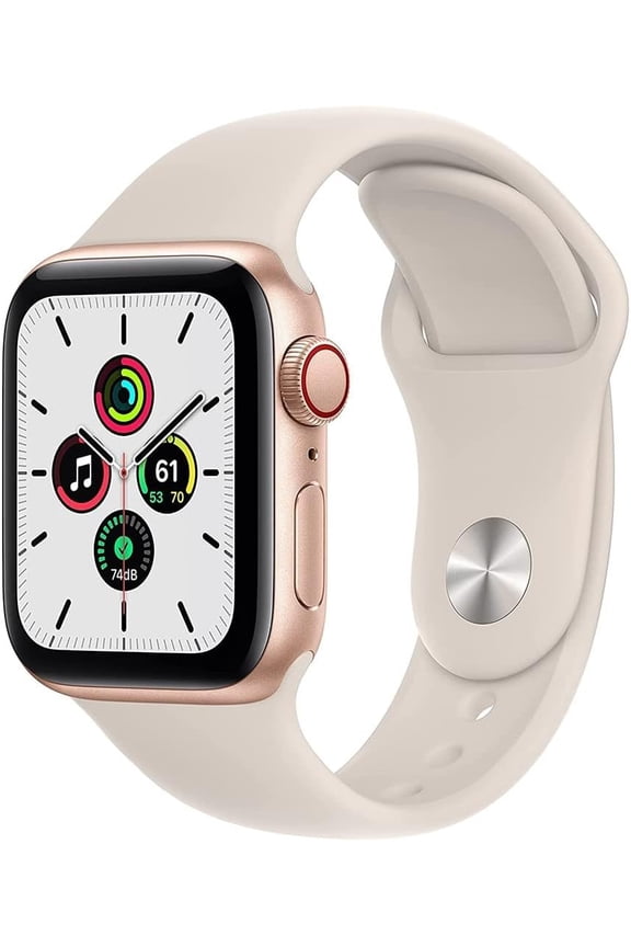 Pre-Owned Apple Watch SE (2nd Gen) [GPS + Cellular] Smartwatch with 40mm Aluminum Case with Starlight Sport Band - M/L. Fitness & Sleep Tracker, Crash Detection, Heart Rate Monitor - Starlight (Fair)