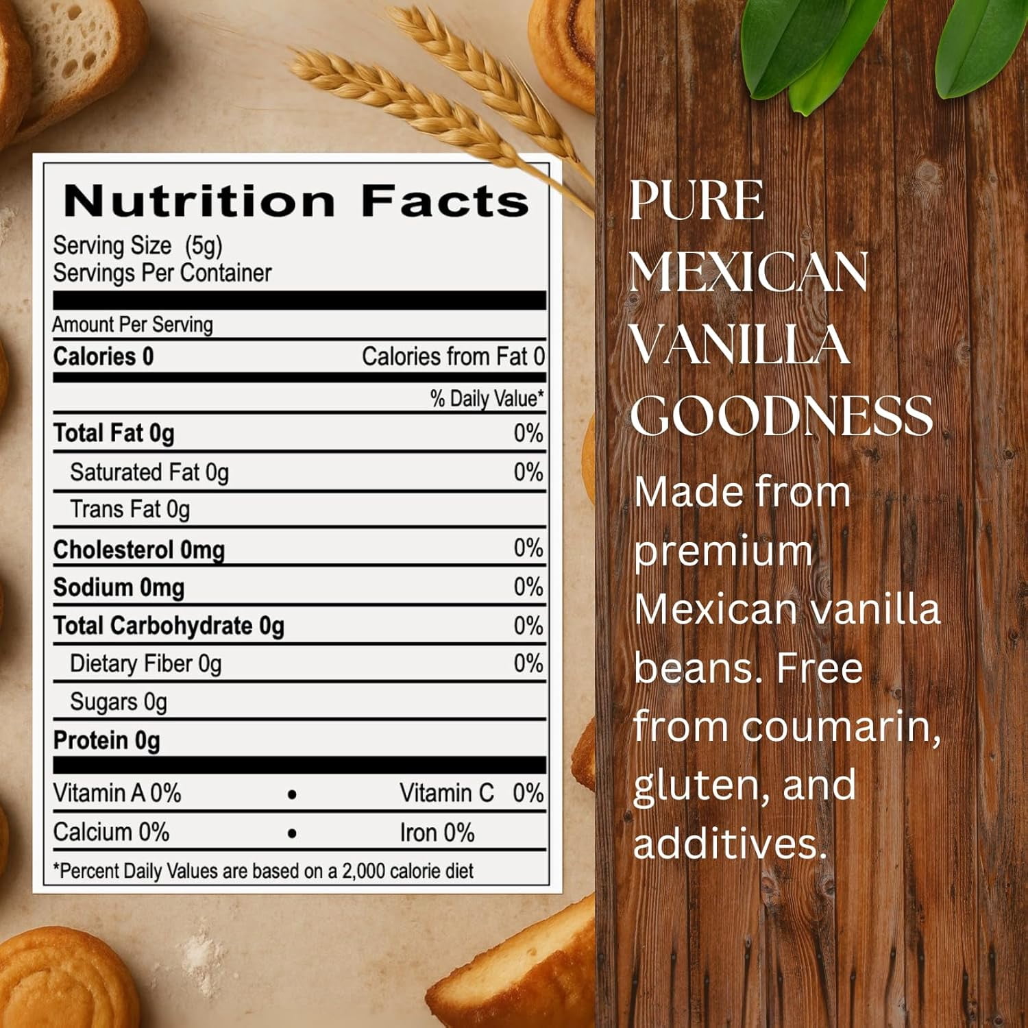 Pure Dark Mexican Vanilla Extract Gluten Free Vanilla for Baking Cakes, Cookies, Desserts, Coffee & Beverages Natural, Bold Flavour 33.81 fl oz bottle