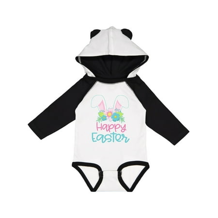 

Inktastic Happy Easter with Bunny Ears and Flowers Gift Baby Boy or Baby Girl Long Sleeve Bodysuit