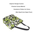 thumbnail image 3 of FORMRS Womens Canvas Tote Bag with Zipper Inner Pocket Shoulder Handbag, Green Flower Pattern, 3 of 7