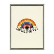 Kate and Laurel Sylvie Rainbow Framed Canvas Wall Art by Amber Leaders Designs 18x24 Gray Decorative Nature Art for Wall