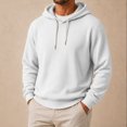 thumbnail image 5 of Ozmmyan Plus Size Mens Waffle Knit Hooded Long Sleeve Relaxed Fit Casual Pullover Hoodie Fall Winter, 5 of 8