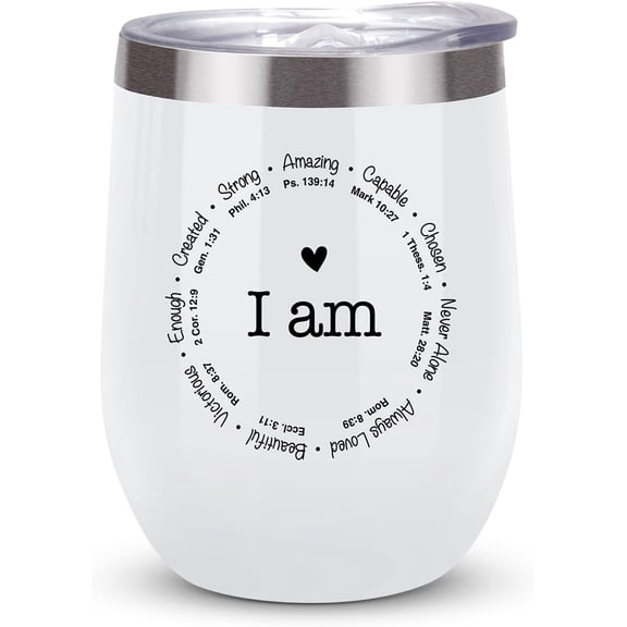Christian Gifts for Women Faith I AM Inspiration Tumblers 12oz White