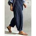 thumbnail image 3 of Women's Plaid Lantern Pants, Elastic Waist Loose Fit Balloon Trousers with Cuffed Hem for Everyday, Vacation & Casual Wear, 3 of 7