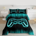 thumbnail image 2 of Castle Fairy Video Game Twin Comforter Sets,Geometric Honeycomb Stripes Bedding Set, 2 of 8