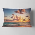 thumbnail image 2 of Designart Sunrise on Beach of Caribbean Sea - Beach Throw Pillow - 12x20, 2 of 5
