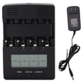 thumbnail image 1 of Analizador de cargador de batería de 4 ranuras con pantalla LCD para baterías recargables AA, AAA NiMH y NiCd, entrada de CA de 100-240 V, enchufe estadounidense, 1 of 8