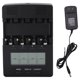 thumbnail image 1 of Analizador de cargador de batería de 4 ranuras con pantalla LCD para baterías recargables AA, AAA NiMH y NiCd, entrada de CA de 100-240 V, enchufe estadounidense, 1 of 8