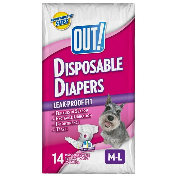 OUT! Medium/Large Comfort-Dri Disposable Dog Diapers