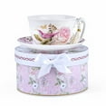 thumbnail image 5 of STP GOODS Birds in Rose Garden Bone China Tea Cup and Saucer Set for 1 in Gift Box 10.14 fl oz (300 ml) Kitchen Teacup Floral Porcelain Tea and Coffee Cup, White and Pink, 5 of 12