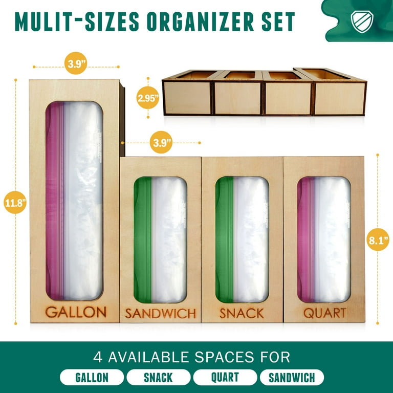 FEMELI Food Bag Storage Organizer, Acrylic Kitchen Drawer Baggie Box,  Compatible with Gallon, Slider Quart, Freezer, Sandwich, Snack, Variety  Size