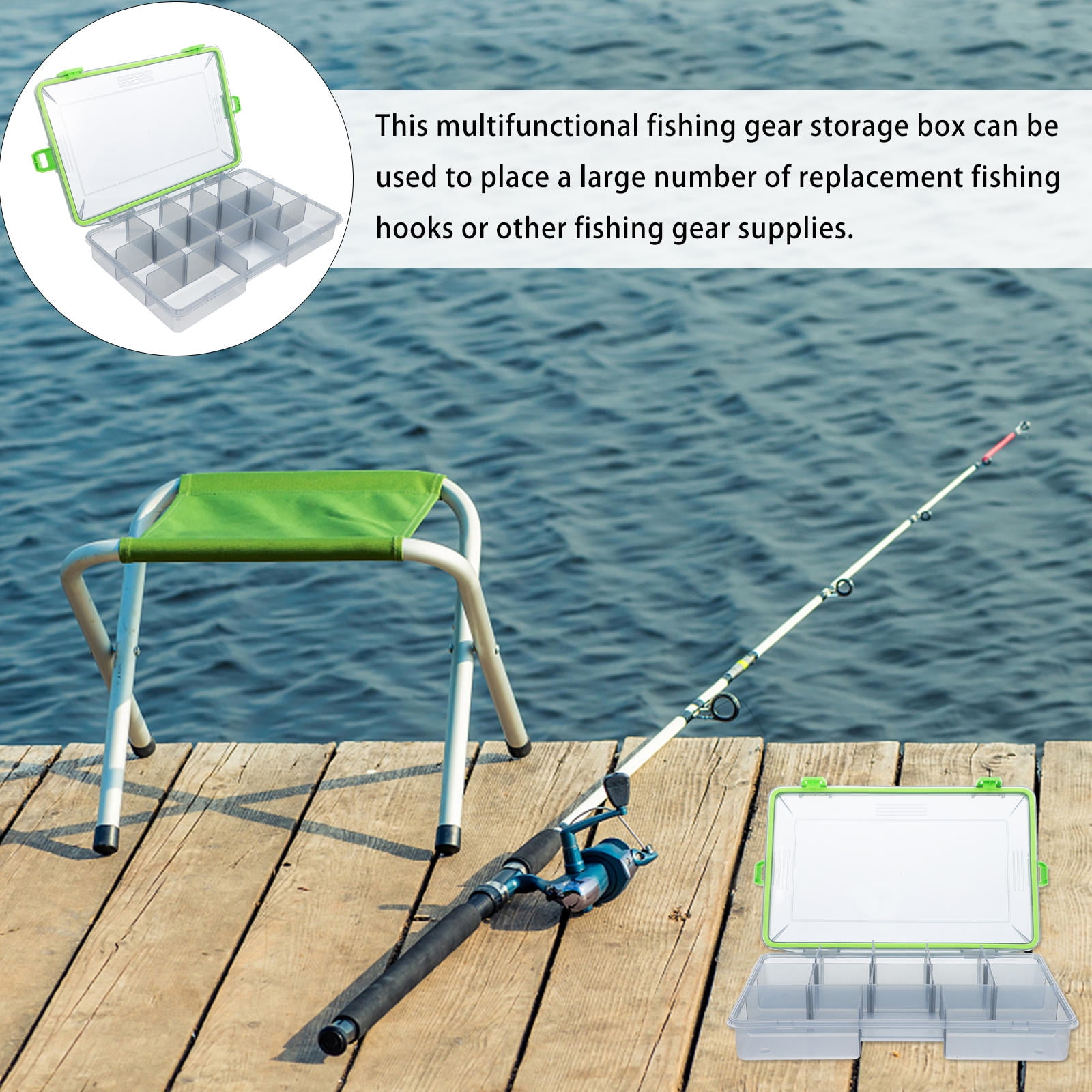 Phenofice Fishing Tackle Box Waterproof Green Plastic Organizer for Home Storage