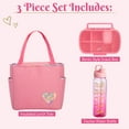 thumbnail image 2 of Paris Hilton 3 Piece Insulated Lunch Set, Includes Lunch Tote, Water Bottle, and Snack Box, Pink, 2 of 12