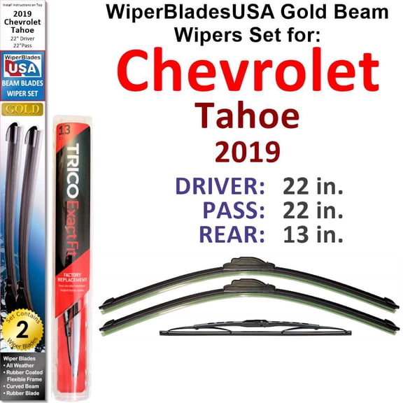 2019 Chevrolet Tahoe Beam Wiper Blades Wipers WBUSA (Set of 3) w/Rear Wiper