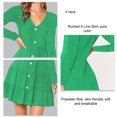 thumbnail image 3 of Vestido Aline con cuello en V, transpirable, agradable para la piel, color puro, fibra de poliéster, pliegue, vestido de manga larga para ir de compras, vida diaria, verde M, 3 of 4