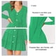 thumbnail image 3 of Vestido verde L Aline con escote en V, transpirable, mangas largas, color puro, fibra de poliéster resistente a las arrugas para uso informal y compras, 3 of 4