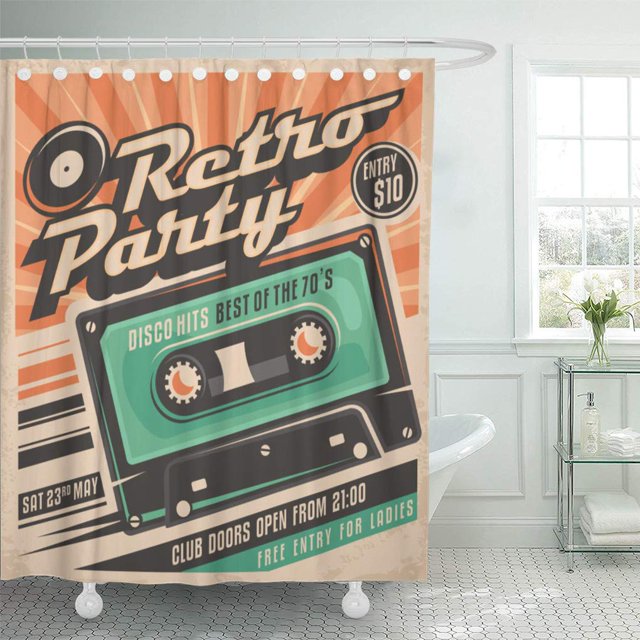 ABPHQTO Tape Retro Party Disco Music Event at Night Club Cortina de ducha 160x180 cm