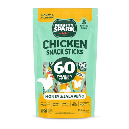 Mighty Spark Honey & Jalapeno Chicken Snack Sticks, 8 oz, 8 Count Bag