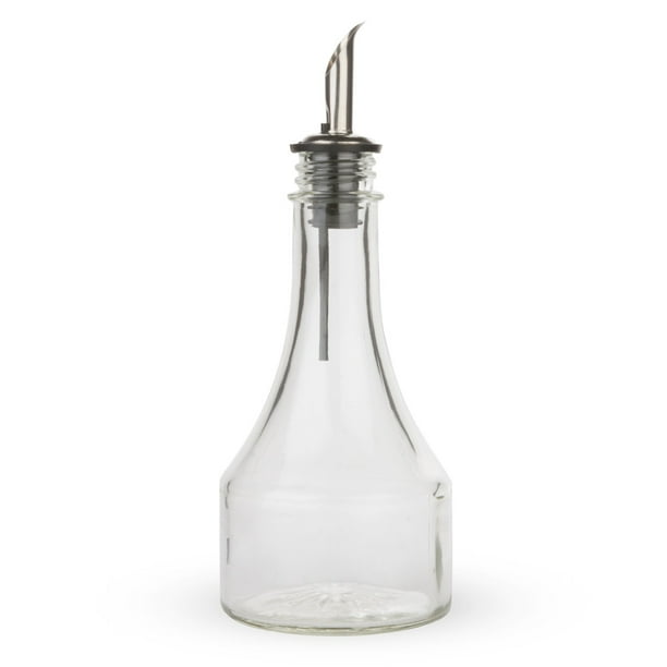 Glass Syrup Bottle with Stainless Steel Pourer 8 oz