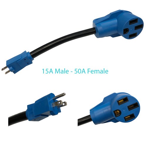 RV Power Adapter Cable RV Adapter 15A male to 50A Female 12"