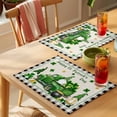thumbnail image 4 of St. Patrick's Day Placemats Set&nbsp;of 1 Green Truck Gnome Lucky Shamrocks Linen Texture Black Plaid Heat Insulation Washable Place Mats, Non-Slip Table Mats for Dining Table Kitchen,13x19 Inch, 4 of 9