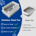 thumbnail image 1 of TENTIZON Bac à Litière pour Chat en Acier Inoxydable avec Couvercle, Grande Litière pour Chat Couverte et Fermée avec Capuchon, Couvercle Rabattable, Rebord Haut, Tapis à Litière, Pelle pour Grands Chats, Chaton, Sans Odeur, Sans Dégâts, Nettoyage Facile, 1 of 17