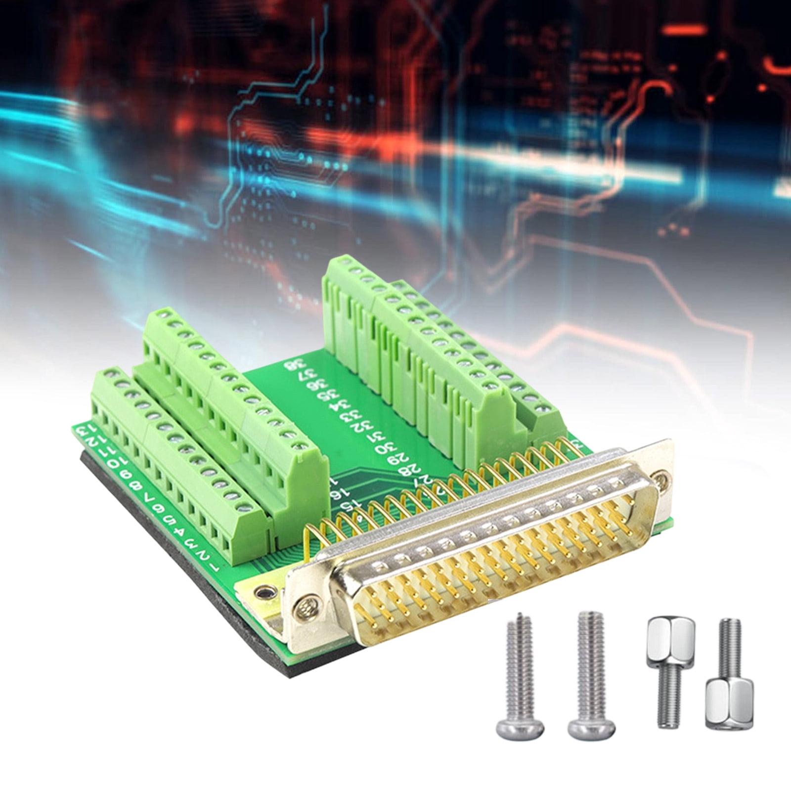 DB50 50Pin Male Female Port DB50 50Pin Mounting Terminal Block Adapter with Bolts Nut Hardware Accessories