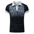 thumbnail image 3 of YDLCAFD Men's Spring and Summer Slim Zipper Collar Shirt Printing Top Lapel Multicolor Printing Short Sleeve Top Blouse, 3 of 3