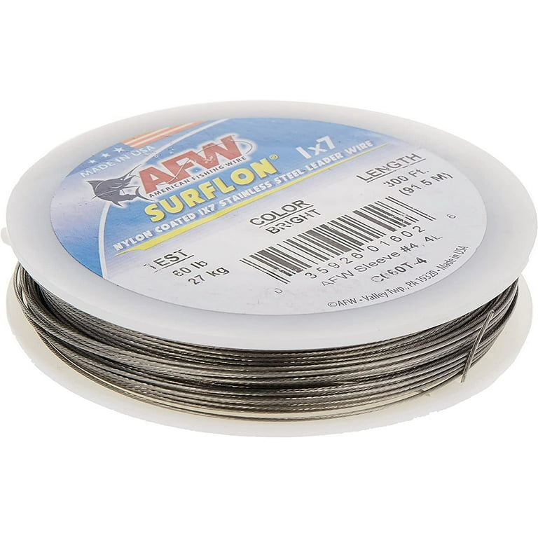 American Fishing Wire Surflon Nylon Coated 1x7 Stainless Steel Leader Wire,  Bright Color, 15 Pound Test, 100-Feet 