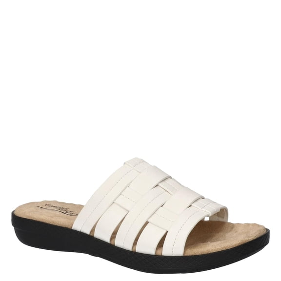 Easy Street Women's Maha Slide Sandal, White, 7.5 X-Wide